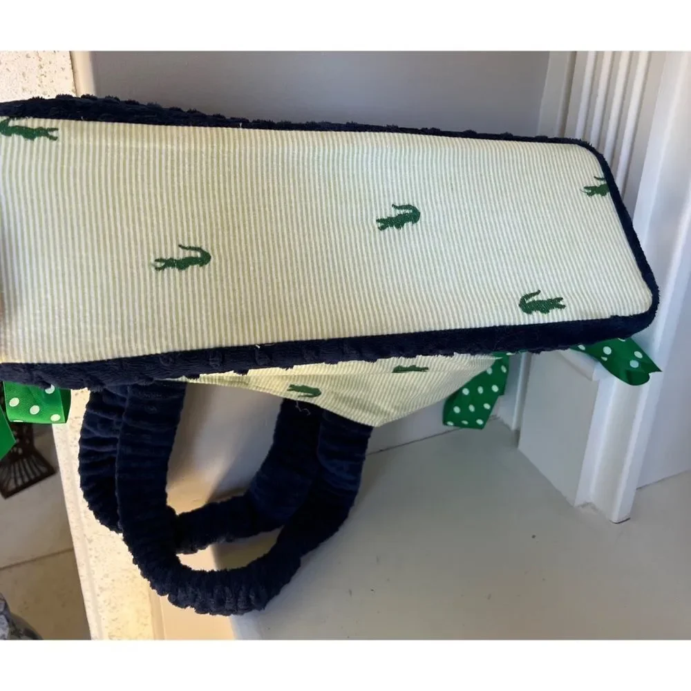La Shea Montgomery Alabama Preppy Alligator seersucker polkadot bows duffle bag